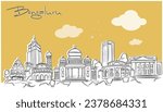 Bangalore city Skyline with Historic Buildings, Vector simple Illustration.