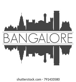 Bangalore India Asia Skyline Vector Art Mirror Silhouette Emblematic Buildings