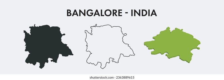 Mapa de la ciudad de Bangalore India conjunto diseño de ilustración vectorial aislado en fondo blanco. Concepto de viajes y geografía.