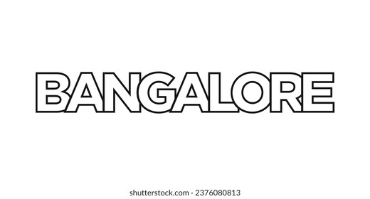 Bangalore in the India emblem for print and web. Design features geometric style, vector illustration with bold typography in modern font. Graphic slogan lettering isolated on white background.
