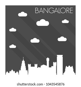 Bangalore India Skyline City Flat Silhouette Design Background