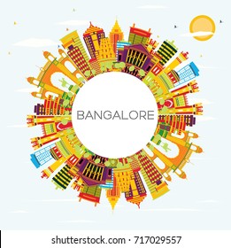 Bangalore Skyline with Color Buildings, Blue Sky and Copy Space. Vector Illustration. Business Travel and Tourism Concept with Historic Architecture.