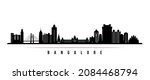 Bangalore skyline horizontal banner. Black and white silhouette of Bangalore, India. Vector template for your design. 