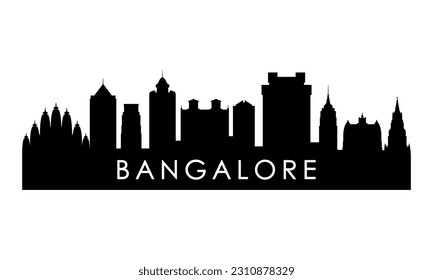 Bangalore skyline silhouette. Black Bangalore city design isolated on white background. 