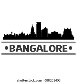 Bangalore Skyline Silhouette City Vector Design Art