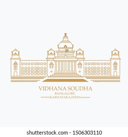 Bangalore Vidhana Soudha, Karnataka, India - Vector