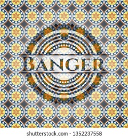 Banger arabic style badge. Arabesque decoration.