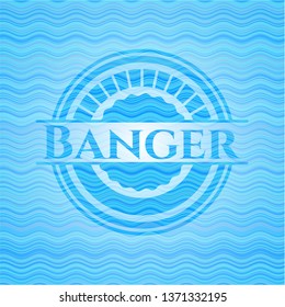 Banger light blue water wave style emblem.