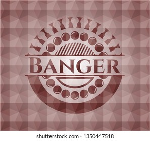 Banger red geometric emblem. Seamless.
