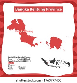 Bangka Belitung Province Indonesia Country Map Flat Design