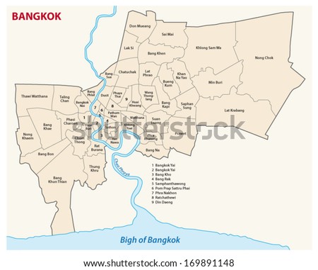 Bangkok Administrative Map Stock Vector (Royalty Free 