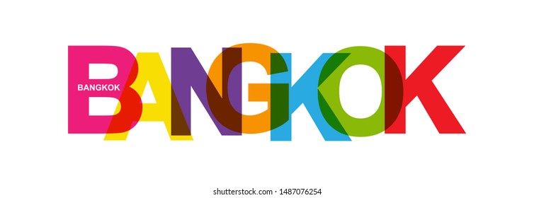 BANGKOK. Banner with the name of the capital of Thailand, flat design