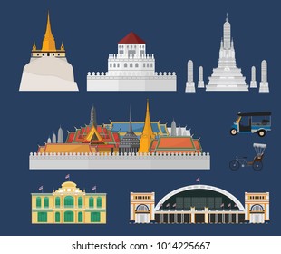 Bangkok city landmark in Thailand. vector