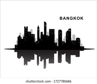 Bangkok city skyline black silhouette background, vector illustration