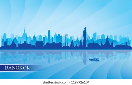 Bangkok city skyline silhouette background, vector illustration