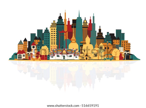 Bangkok City Vector Illustration Stock Vector (royalty Free) 516659191