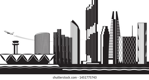 Bangkok cityscape by day - vector illustration