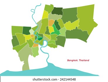 Bangkok, Country Of Thailand Map Shape Vector