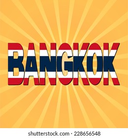 Bangkok flag text with sunburst vector illustration