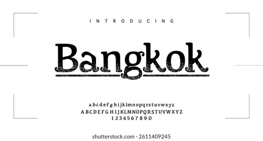 Bangkok font is The calligraphy Thai alphabet is the word Bangkok in the form of the English alphabet. letters that match East Asian, Southeast Asian, Tagalok or Thai styles. Vector illustration