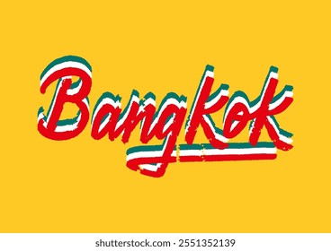 Bangkok hand lettering with 3d isometric effect. Vector illustration.