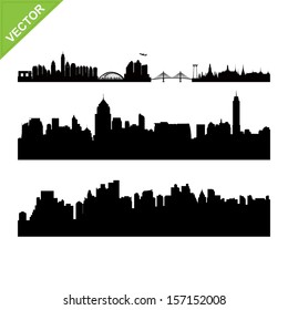 Bangkok landmark and skyline silhouettes vector