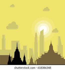 Bangkok landscape vector flat style