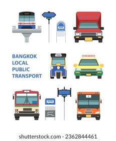 Bangkok local public transport front view Thailand vector illustration