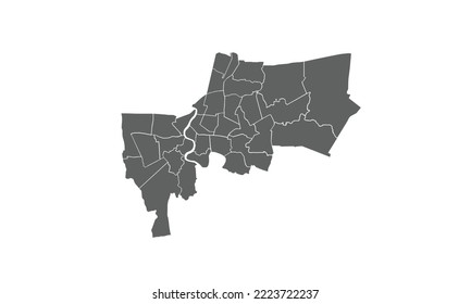 Bangkok Map Isolated On White Background.