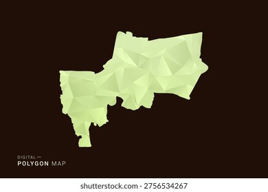 Bangkok Map - Low poly polygon map in soft light green gradient on dark brown background, modern minimal geometric style, clean abstract vector illustration design.