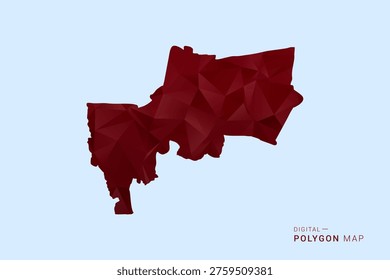 Bangkok Map - Low poly polygon map in deep red gradient on light blue background, modern minimal geometric design, vector illustration with faceted triangulated style.