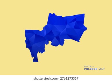 Bangkok Map - Low poly polygon map in deep blue gradient on soft beige background, modern minimal geometric design, clean abstract vector illustration with faceted triangulated style.