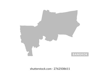 Bangkok map - Minimal Flat Vector Illustration in Black and Gray, Isolated on White Background, Ideal for Infographics, Educational Use, Reports, and Presentations.