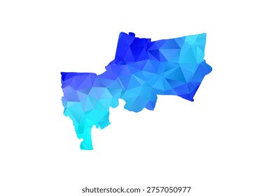 Bangkok map - Polygon Style Vector Illustration in Blue Gradient, Low Poly Geometric Design, Isolated on White Background, Perfect for Infographics, Education, and Modern Presentations.