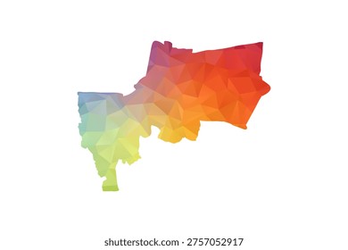Bangkok Map - Polygon Style Vector Illustration in Rainbow Gradient, Low Poly Multicolor Geometric Design, Isolated on White Background, Suitable for Reports, and Creative Projects.