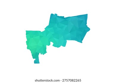 Bangkok Map - Polygon Style Vector Illustration in Green and Blue Gradient, Low Poly Geometric Design, Isolated on White Background, Perfect for Infographics and Learning Use.