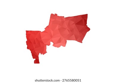 Bangkok Map - Polygon Style Vector Illustration in Red Gradient, Low Poly Geometric Design, Isolated on White Background, Perfect for Infographics, Reports, and Educational Materials.