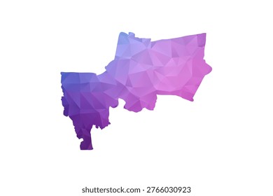 Bangkok Map - Polygon Style Vector Illustration in Blue and Purple Gradient, Low Poly Geometric Design, Isolated on White Background, Ideal for Infographics and Learning Materials.