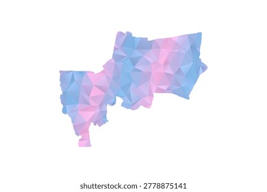 Bangkok Map - Polygon Style Vector Illustration in Pastel Blue and Pink Gradient, Low Poly Geometric Design, Isolated on White Background for Infographics and Education.