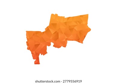 Bangkok Map - Polygon Style Vector Illustration in Orange Gradient, Low Poly Geometric Design, Isolated on White Background for Infographics and Education.