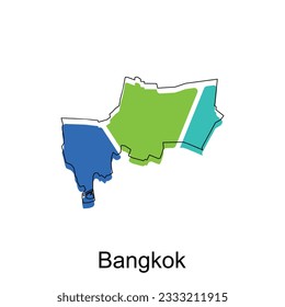 Bangkok Map. vector map of Thailand design template with outline graphic sketch style isolated on white background