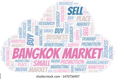 Bangkok Market word cloud. Vector made with text only