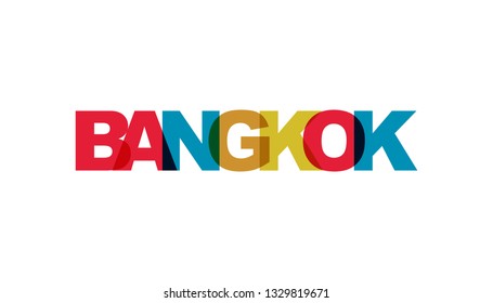 Bangkok, phrase. Concept of simple text for typography poster, sticker design, apparel print, greeting card or postcard. Graphic slogan isolated on white background. Vector illustration.