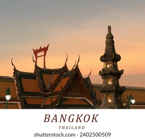 bangkok postcard. show landmark in bangkok such as the giant swing and temple