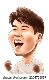 Bangkok - September, 2022 : Son Heung Min Is A South Korean Professional Footballer In Vector Caricature Style