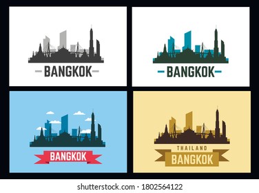 Bangkok set of vector illustrations. Bangkok city skyline