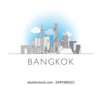 Bangkok skyline cityscape illustration skyline drawing