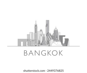 Bangkok skyline cityscape line art style vector illustration