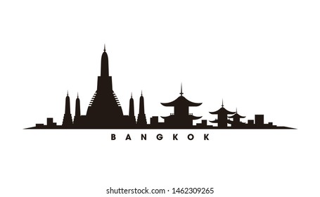 Bangkok skyline and landmarks silhouette vector
