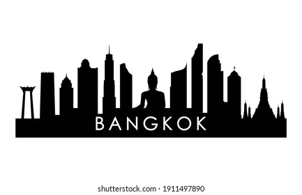 Skyline-Silhouette von Bangkok. Schwarzes Stadtdesign in Bangkok einzeln auf weißem Hintergrund. 